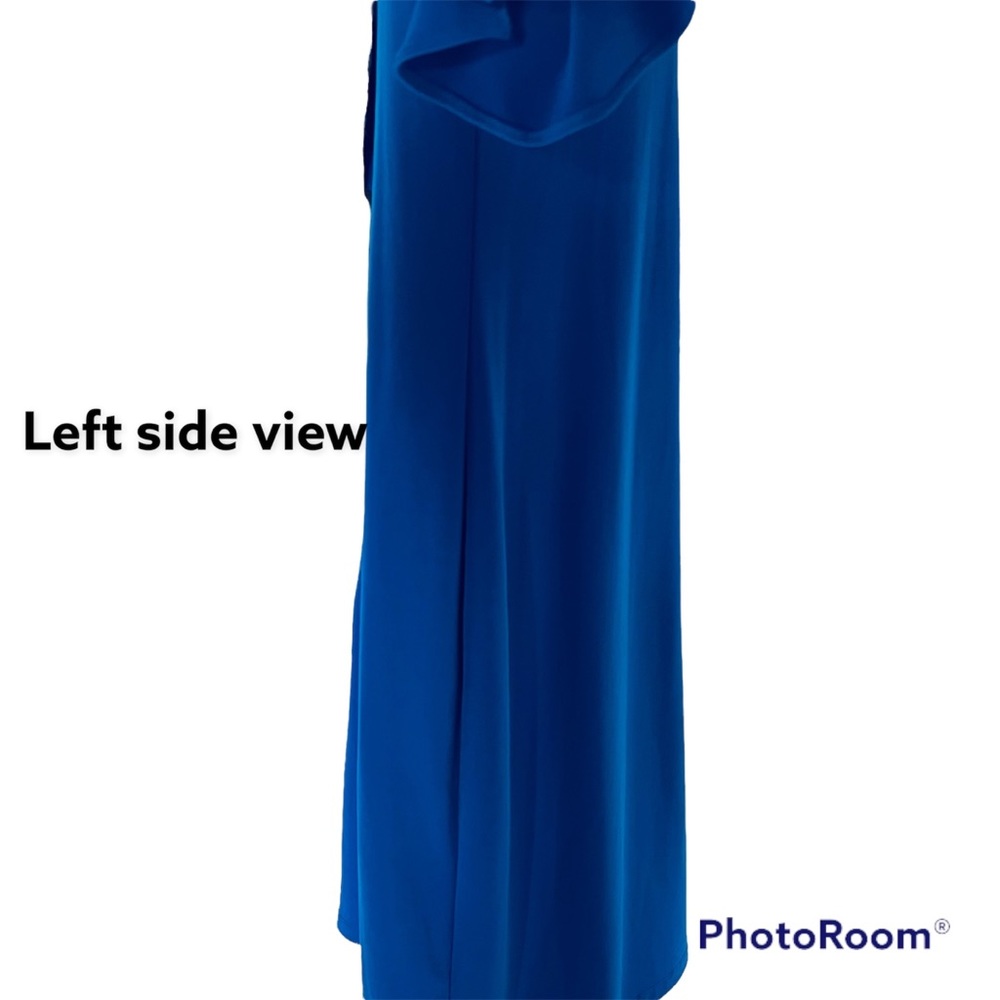 Calvin Klein Women blue sheath midi dress bell sleeve back zip Sz Large - Picture 7 of 15